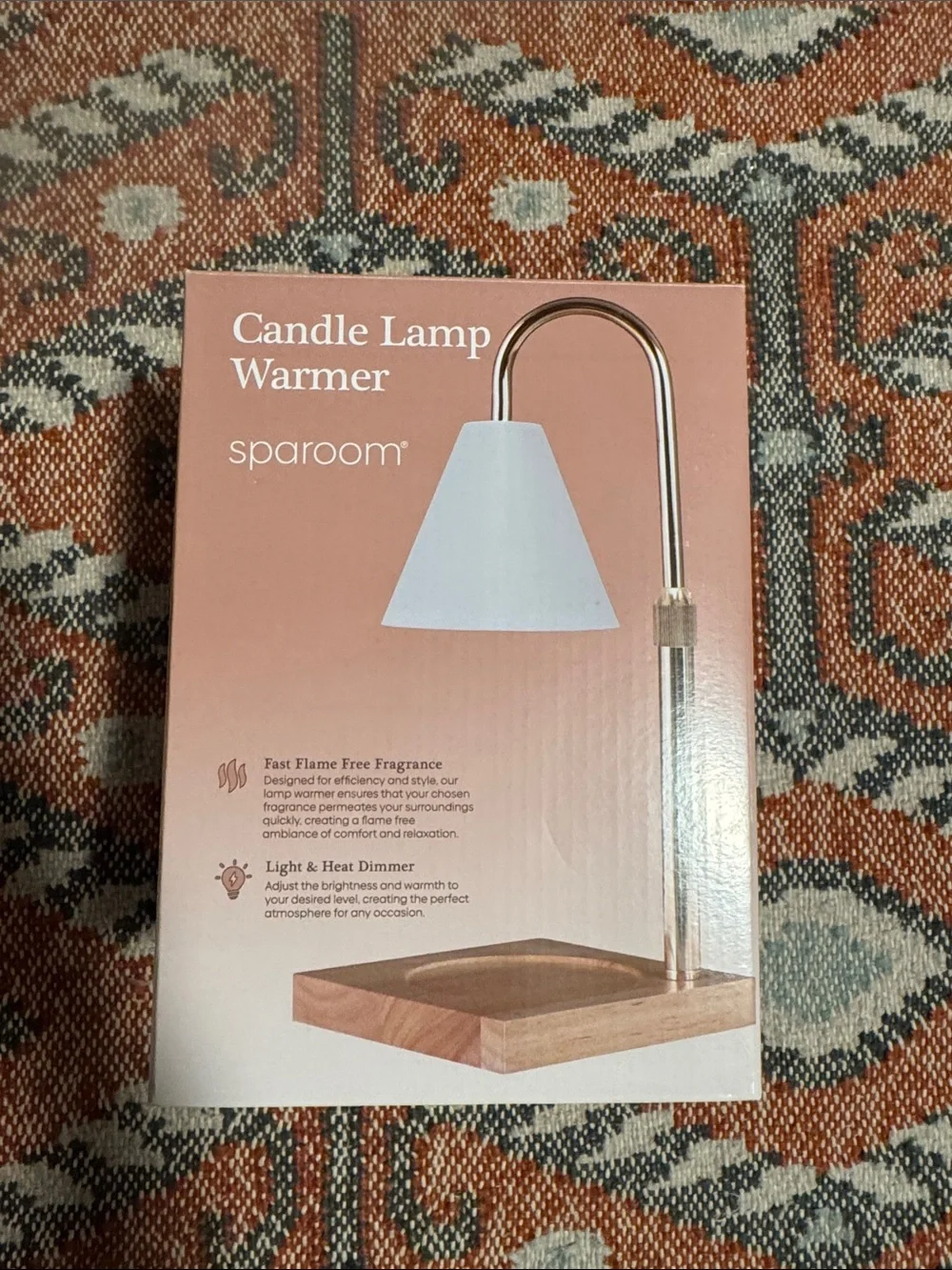 NWT sparoom White & Gold Candle Lamp Warmer with Wood Base - Picture 1 of 3